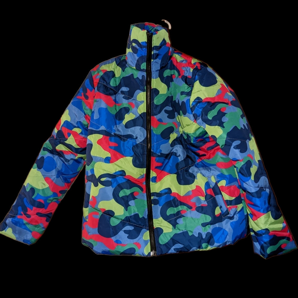 Men's  colorful camouflage puffer jacket nwot
